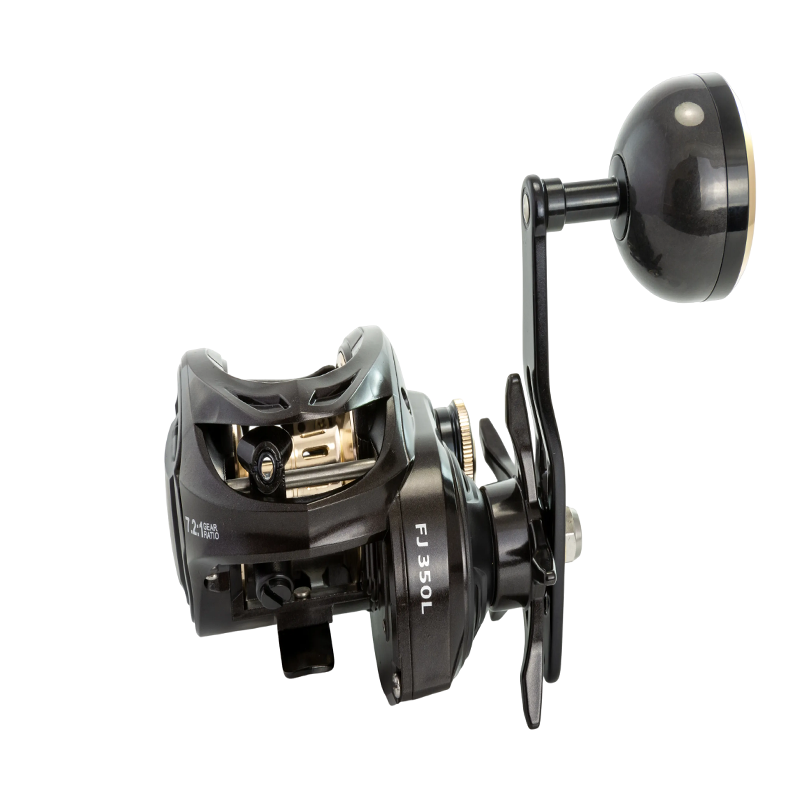 FISHKOOL FJ350 Baitcasting Reel — coffee & gold, 7.2:1 gear ratio, 15KG stopping power, available in left & right hand